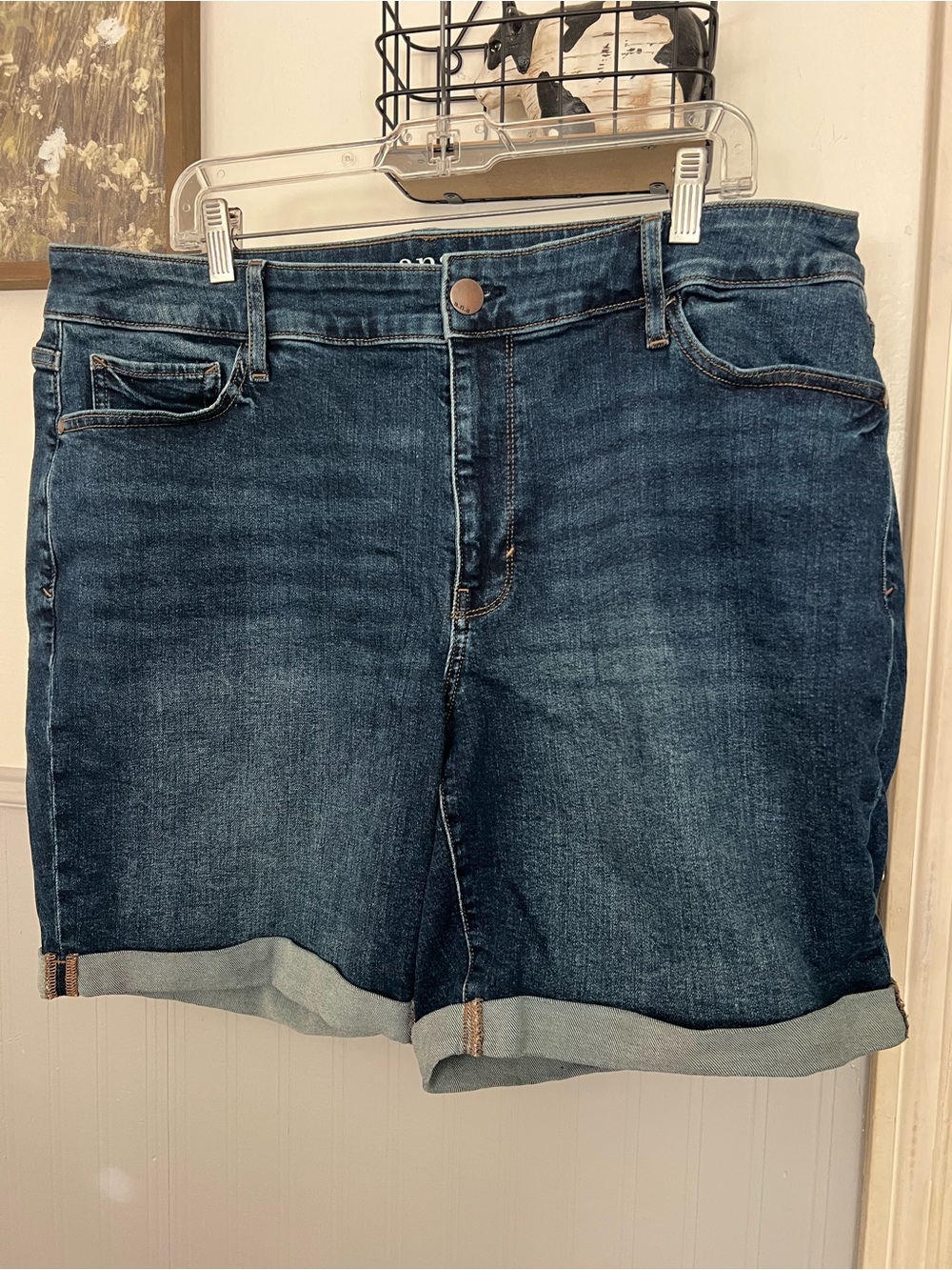 High Rise Midi Short / 8” Inseam Denim / a.n.a. a new approach/ Blue / Size: 16W